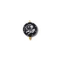 Barokke ronde acryl hanger met witte bloempatronen en gouden metalen verbindingen - Zwart