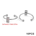 Set of 10 silver plated 3x7mm rectangular slot open ring settings for DIY jewelry making - Rectangle (3x7mm) / Steel