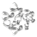 Polished stainless steel pinch bails for DIY pendant and jewelry necklace making - Small 2.5X13mm / Silver