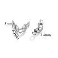 Silver stainless steel bead tip covers for DIY jewelry making with dimensions 6.3x2.4mm - Up-Down 2.4 / Steel