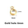 Connettore a sfera dorata in acciaio inox foro 6mm per creazione gioielli fai da te - 6mm (Circa 0.31g) / Oro (1037)