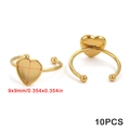 Golden 18K plated stainless steel heart ring base for DIY jewelry making 10pcs set - Heart (9x9mm) / Gold