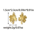 Detailed size view of golden 18K gold-plated stainless steel four-leaf clover charms - Four-leaf Clover Style (tp2231-02)