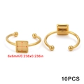 Adjustable 18K gold-plated square ring base settings with 6x6mm mount, 10-piece set - Square Shape (6mm) / Gold