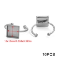 10-piece set of adjustable silver-finished square 10x10mm ring settings for DIY jewelry - Square (10mm) / Steel