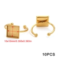 Adjustable 10x10mm 18K gold plated ring base with square bezel cup for DIY jewelry - Square (10mm) / Gold