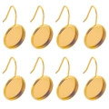 Set of 8 gold-plated stainless steel U-shaped ear hooks with round bezel tray bases - Inner Diameter 8mm / Gold