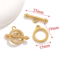 Fermoirs à bascule OT en acier inoxydable doré 25mm barre 19mm anneau connecteur - Style F Rond Texturé (YL-PJ0050) / 19mm / Or