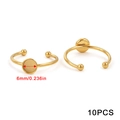Set of 10 adjustable 18K gold-plated stainless steel 6mm ring bases for DIY jewelry - Round (6MM) / Gold