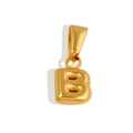 Polished 18K gold stainless steel bubble letter B pendant for necklace and jewelry making - Letter B / Gold