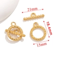 Fermoir à bascule doré 21mm en acier inoxydable avec anneau torsadé pour création bijoux - Style G Rond Torsadé (YL-PJ0050) / 18.4mm x 15mm / Or