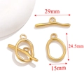 Fermoir à bascule OT en acier inoxydable doré pour bijoux DIY avec dimensions - Style I Profilé (YL-PJ0050) / 24.5mm x 15mm / Or