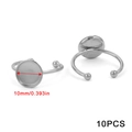 10-piece pack of silver adjustable stainless steel ring bases with 10mm flat trays - Round (10mm) / Steel
