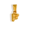 Bubble initial F pendant in 18K gold plated stainless steel with high mirror polish - Letter F / Gold