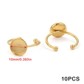 10mm 18K gold plated stainless steel open ring base with 10mm round tray for DIY pearl setting - Round (10mm) / Gold
