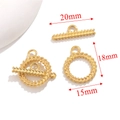 Fermoir à bascule OT en acier inoxydable doré avec texture épi pour bijoux DIY - Style K Motif de Blé (YL-PJ0050) / 18mm x 15mm / Or