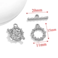 Fermoir à bascule OT en acier inoxydable argenté avec texture torsadée pour bijoux - Style D Spirale (YL-PJ0050) / 15mm / Acier