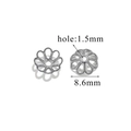 Copriperle a fiore cavo argento 8,6mm con foro 1,5mm per creazione gioielli fai da te - Stile J - Argento / Diametro 8.6mm (Foro 1.5mm)
