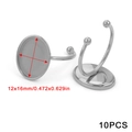 Set of 10 adjustable stainless steel ring bases with 12x16mm oval bezel trays - Oval (12x16mm) / Steel