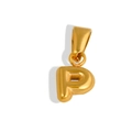 Polished 18K gold plated stainless steel initial P bubble letter pendant for jewelry - Letter P / Gold