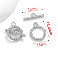 Fermoir à bascule OT en acier inoxydable argenté pour la fabrication de bijoux - Style G Design Torsadé (YL-PJ0050) / 21mm x 18.4mm / Acier