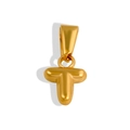 Minimalist 18K gold plated stainless steel 3D bubble letter T pendant for necklace - Letter T / Gold