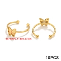 Set of 10 adjustable 18K gold-plated butterfly ring bases for DIY pearl mounting - Butterfly / Gold