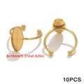 Adjustable 18K gold-plated stainless steel oval ring base with side beads, 10-piece set - Eye / Gold