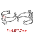 Pair of silver star-shaped ear bone clips in polished stainless steel for women - Pentagram / Steel