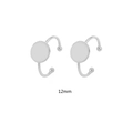 Pair of minimalist silver-toned ear cuffs with 12mm flat disc mount in stainless steel - Flat Round (12mm) / Steel