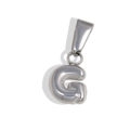 3D bubble letter G pendant in polished silver finish with large teardrop bail - Letter G / Steel