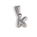 Chic silver 3D bubble letter K pendant with polished finish and wide bail - Letter K / Steel