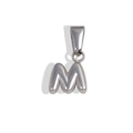 Polished silver 18K bubble letter M pendant with a minimalist 3D puffy design - Letter M / Steel