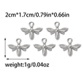Set of 5 small honey bee pendants in 304 stainless steel for DIY jewelry making - Small Bee Shape / Steel