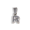 Polished silver stainless steel bubble letter R pendant charm with high-gloss finish - Letter R / Steel