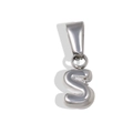 3D bubble letter S pendant in polished silver stainless steel finish with wide bail - Letter S / Steel