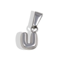 3D bubble letter U pendant in polished silver finish stainless steel with top bail - Letter U / Steel
