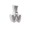 Polished silver stainless steel bubble letter W pendant with metallic finish - Letter W / Steel