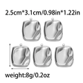 Five pieces of silver 304 stainless steel square pendants with irregular crinkle texture - Single Loop / Steel