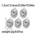 Five pieces of 304 stainless steel oval geometric spiral flower pendants in silver finish - Steel