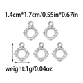 Five-piece set of silver stainless steel geometric diamond charms for DIY jewelry - Steel