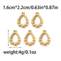 Golden stainless steel teardrop pendant charms with bead design and dimensions shown - Gold