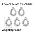 Five pieces of silver 304 stainless steel hollow teardrop pendants, 1.6x2.2cm size - Steel