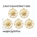 Golden sunburst pendants made of 304 stainless steel with hollow geometric round frames - Gold