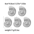 Lot de cinq pendentifs en forme de conque en acier argenté avec design en spirale - Argent