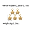 Cinque ciondoli a stella sfaccettati in acciaio inox 304 dorato per gioielli DIY 0,6cm - Oro