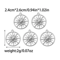 Pack of five silver stainless steel hollow sun flower charms with geometric design - Steel