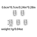 Cinq perles d'espacement cylindriques en acier inox 304 avec motifs géométriques gravés - 0.6cmx0.7cm / Acier