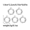 Five pieces of hammered stainless steel hexagonal charms in silver color for jewelry making - Steel