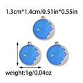 Three round blue glitter 304 stainless steel star charms with 1.3cm x 1.4cm dimensions - Glitter Star (TZ-TP0566-01)